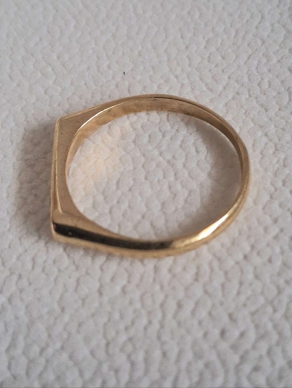 GOLD-TONE BAR TOP RING WITH ROSE QUARTZ STONE - Picture 6 of 7
